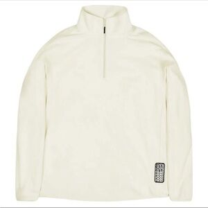NWT Rains Thin Fleece Half Zip Pullover White/Cream Sweater Size Medium